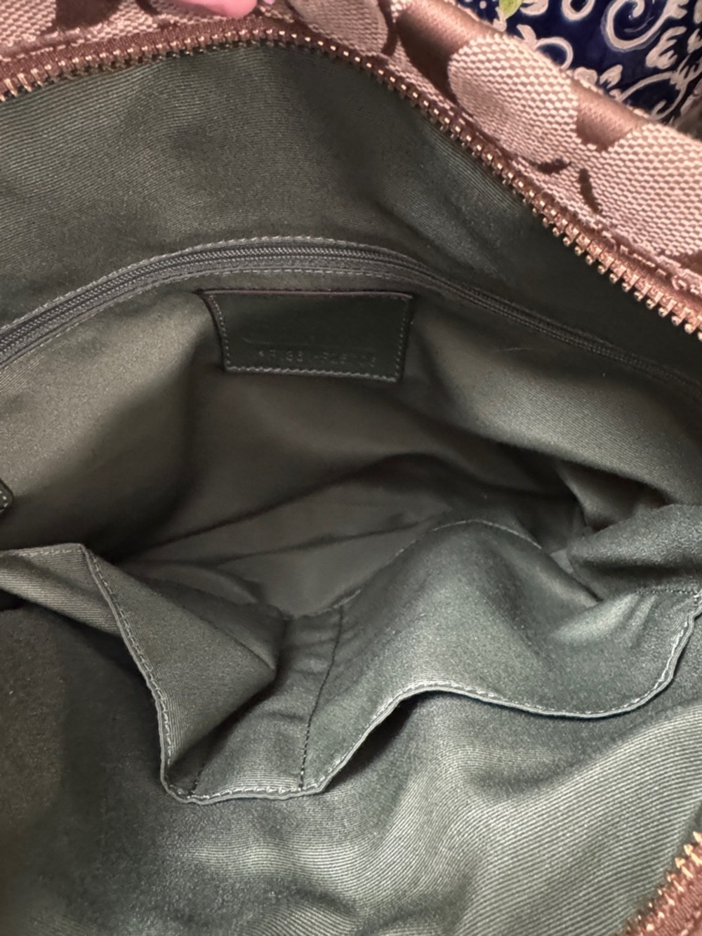 Coach Brown Signature Tote with Dark Green Python F25706 - Picture 5 of 15